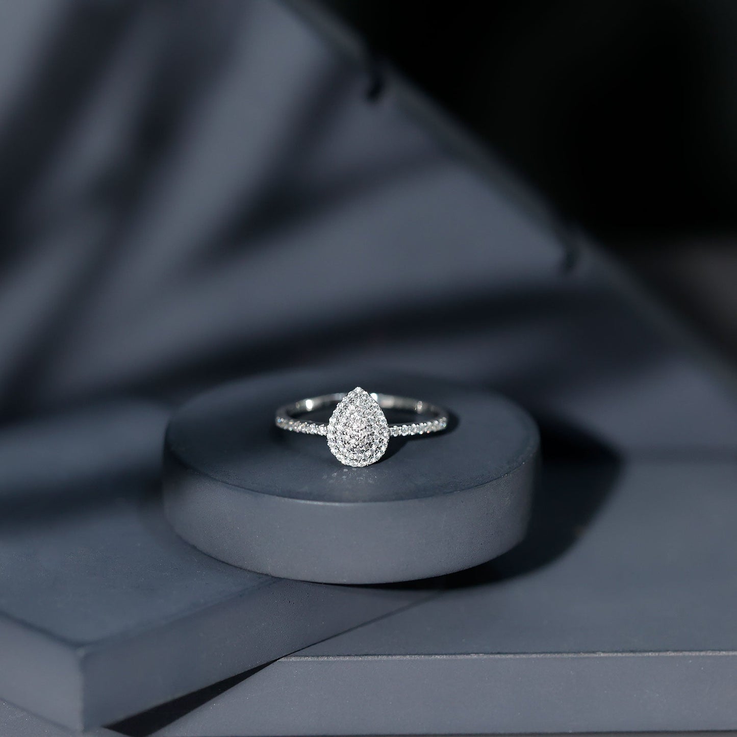 Double Halo Moissanite Teardrop Engagement Ring For Women