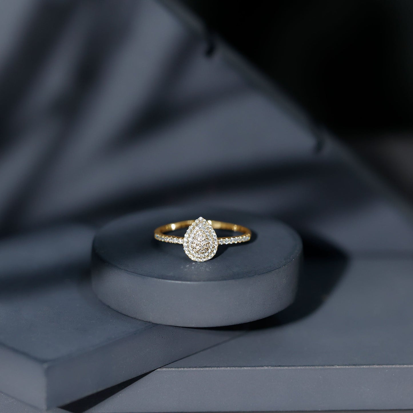 Double Halo Moissanite Teardrop Engagement Ring For Women