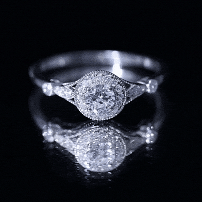 Round Cut Moissanite Antique Engagement Ring