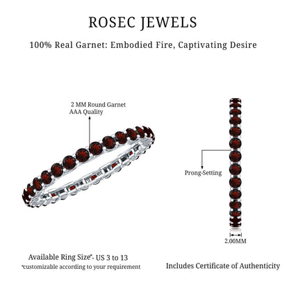 Certified Real Garnet Eternity Ring for Anniversary