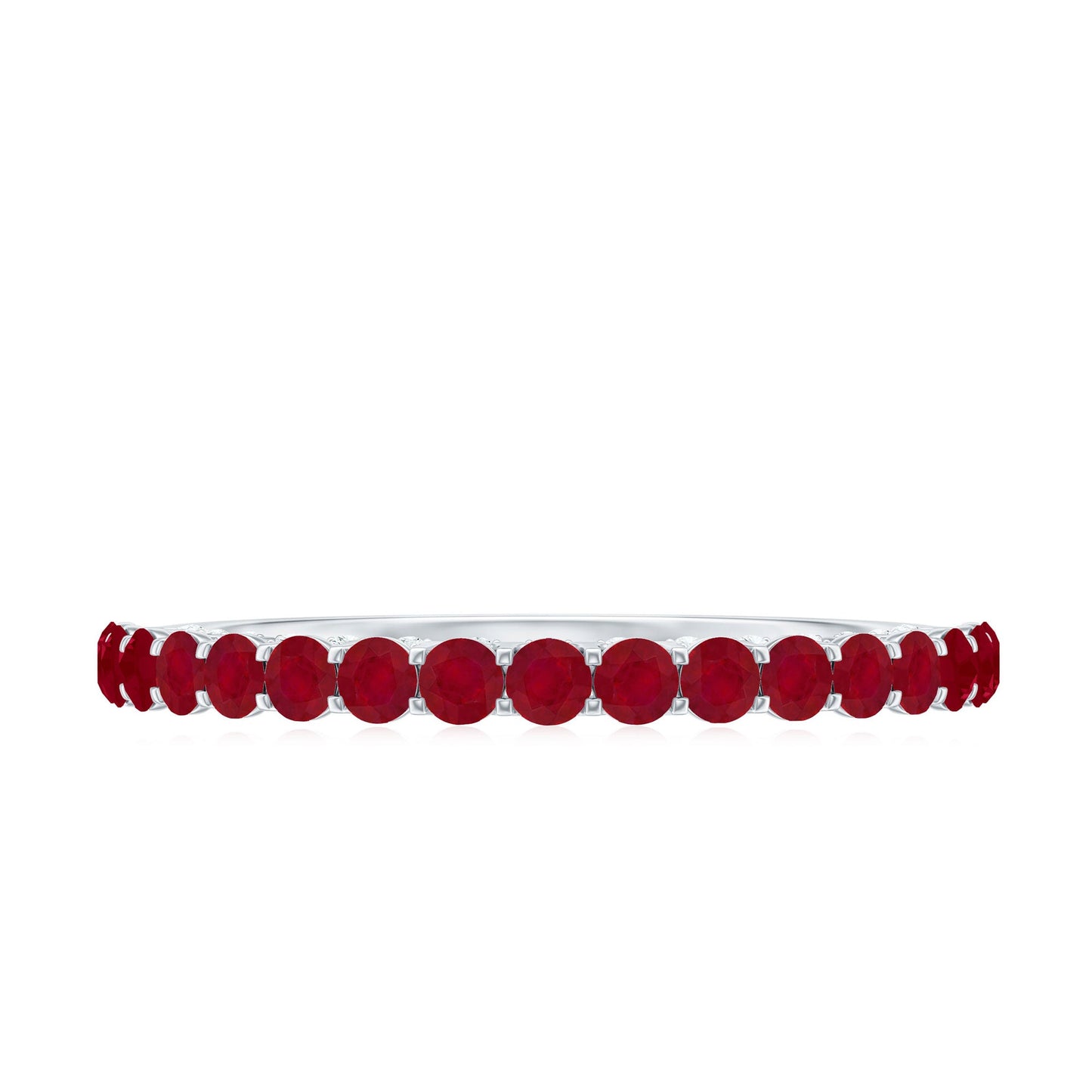 Genuine Ruby Half Eternity Ring with Diamond