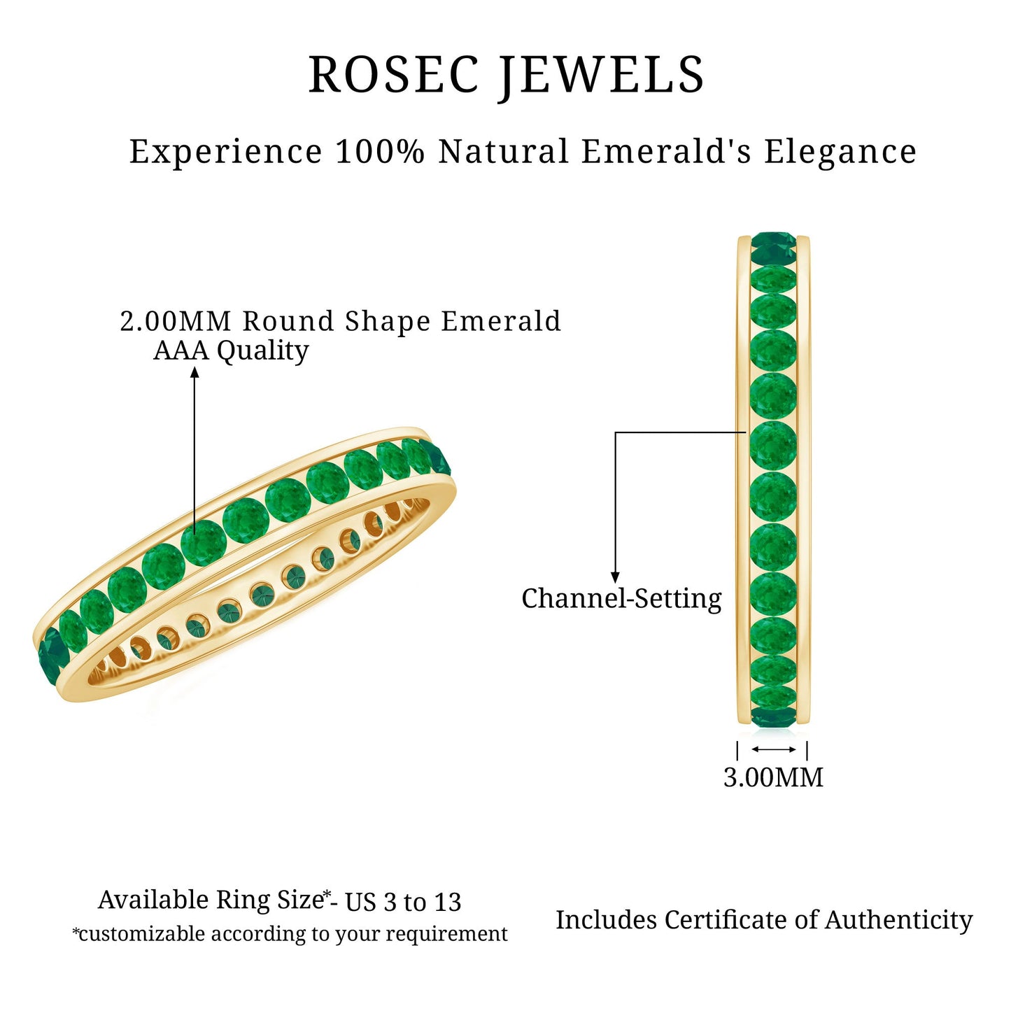 Channel Set Emerald Full Eternity Band Ring for Women