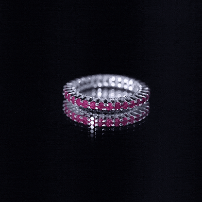 Natural Ruby Full Eternity Ring with Diamond for Women