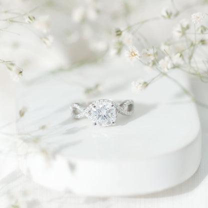 3 CT Cushion Cut Moissanite Solitaire Ring With Crossover Shank