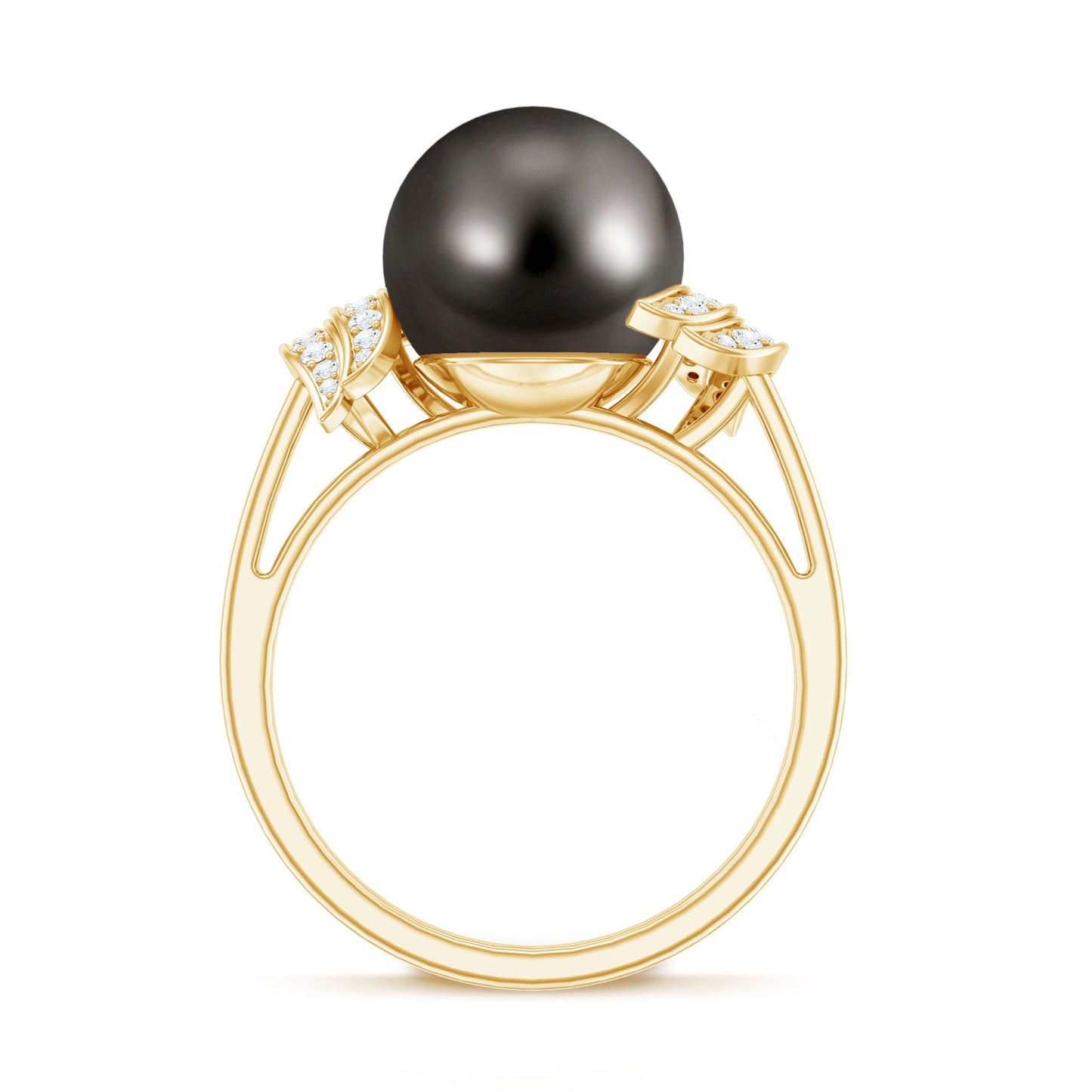 Natural Tahitian Pearl and Diamond Solitaire Engagement Ring