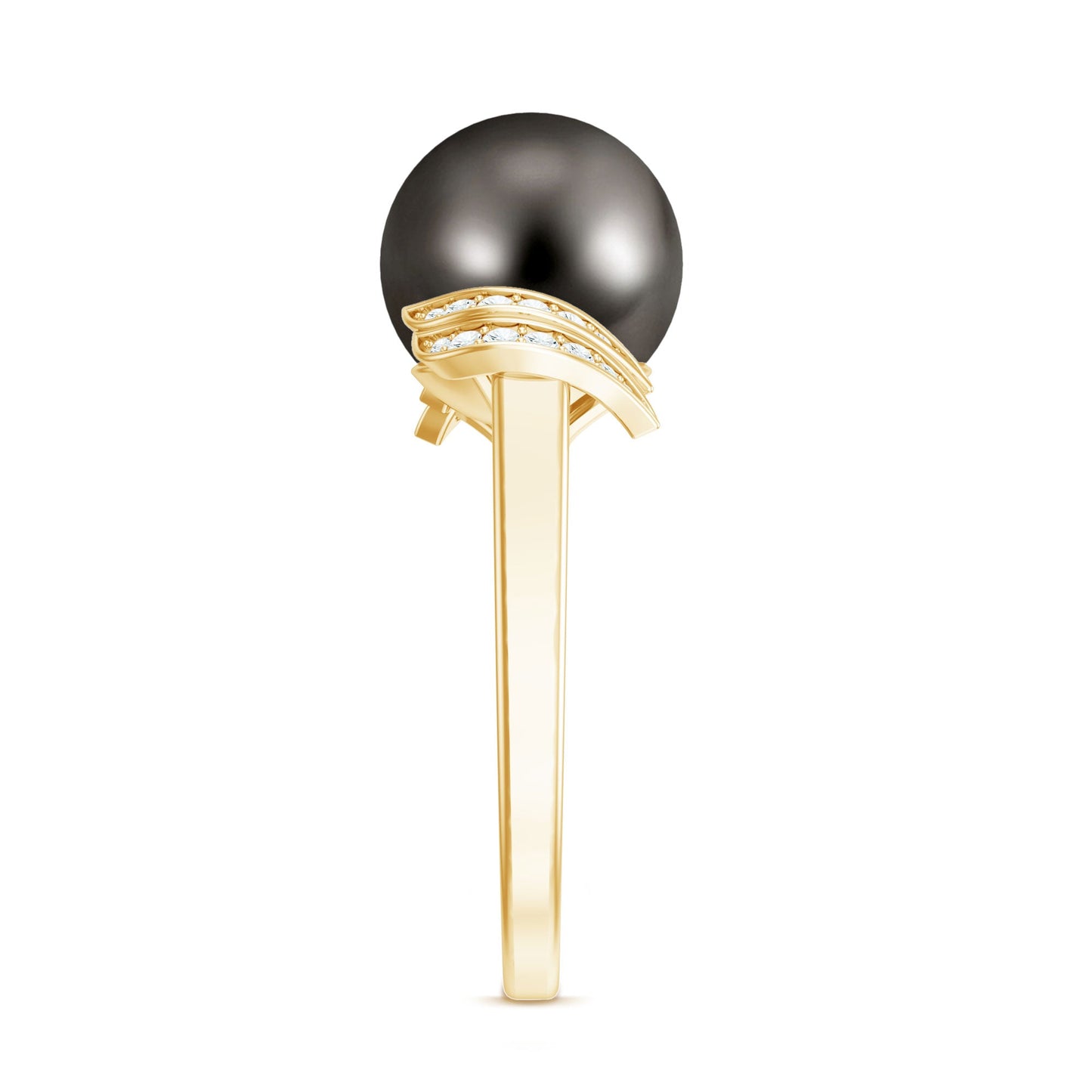 Natural Tahitian Pearl and Diamond Solitaire Engagement Ring
