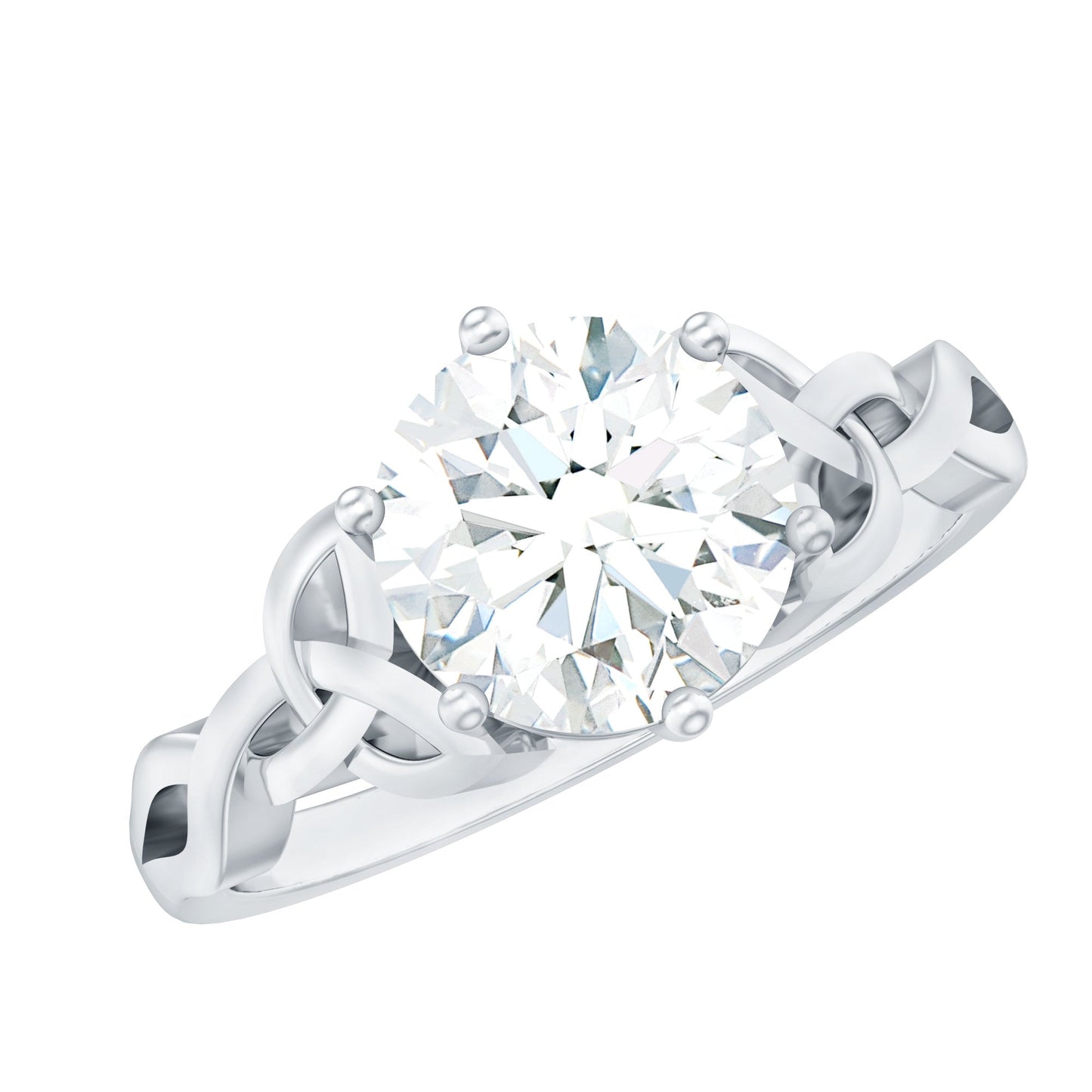 2 Carat Round Cut Moissanite Celtic Design Engagement Ring
