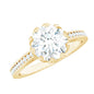 Round Moissanite Lotus Engagement Ring with Side Stones