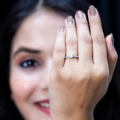 Round Diamond Solitaire Ring with Side Stones