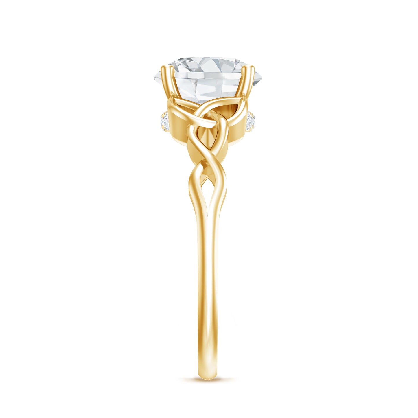 Round Moissanite Solitaire Engagement Ring with Celtic Details