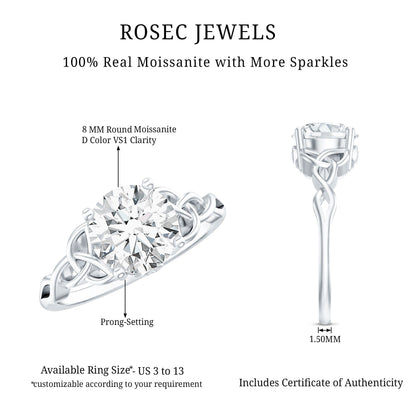 Certified Solitaire Moissanite Celtic Design Engagement Ring