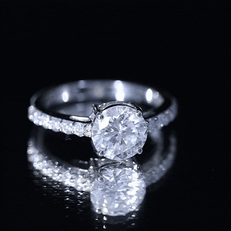 2 Carat Round Shape Moissanite Solitaire Engagement Ring with Certificate