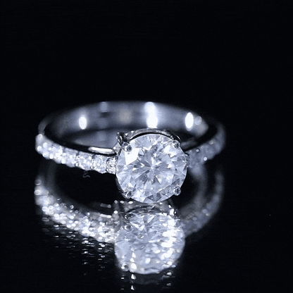 2 Carat Round Shape Moissanite Solitaire Engagement Ring with Certificate