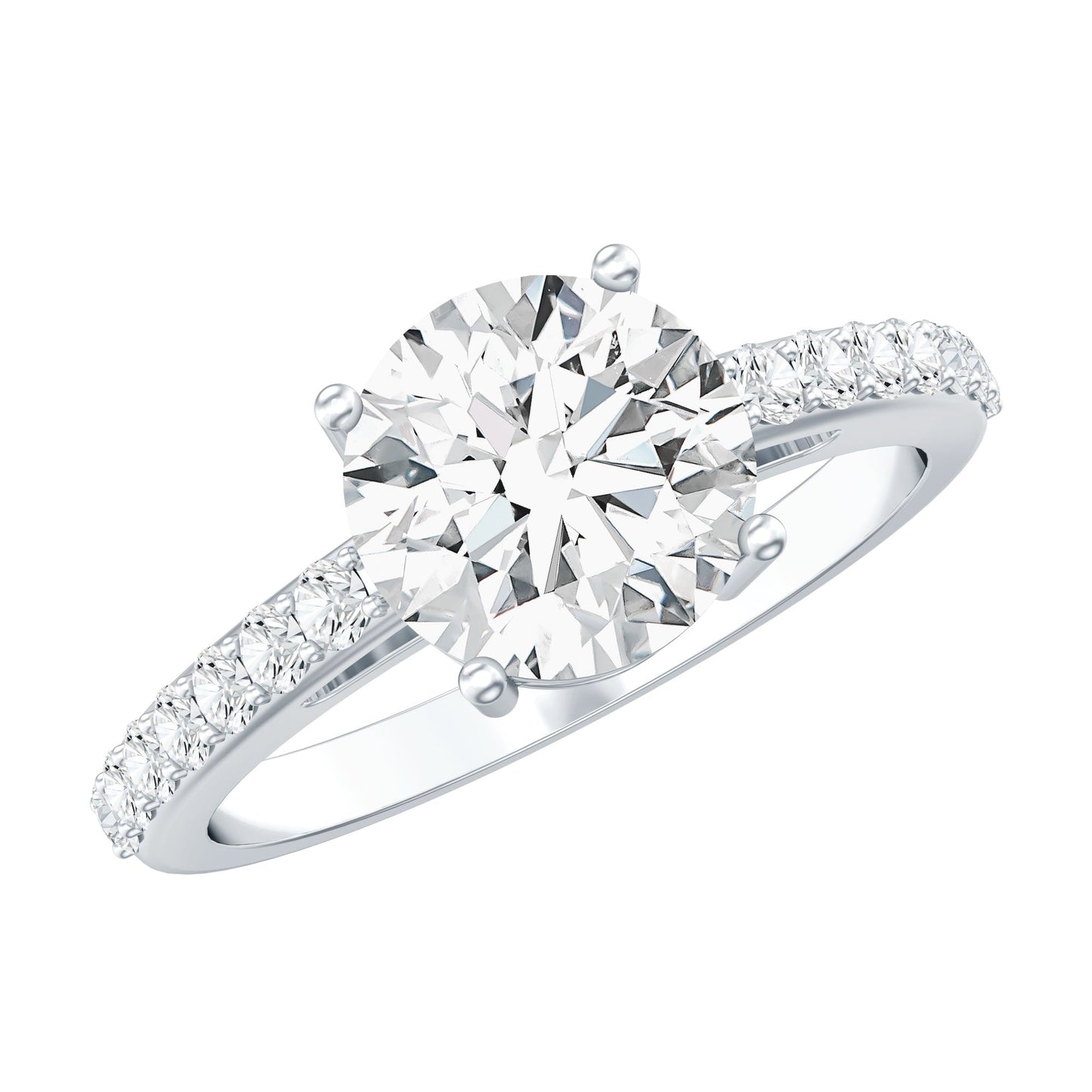 2 Carat Round Shape Moissanite Solitaire Engagement Ring with Certificate