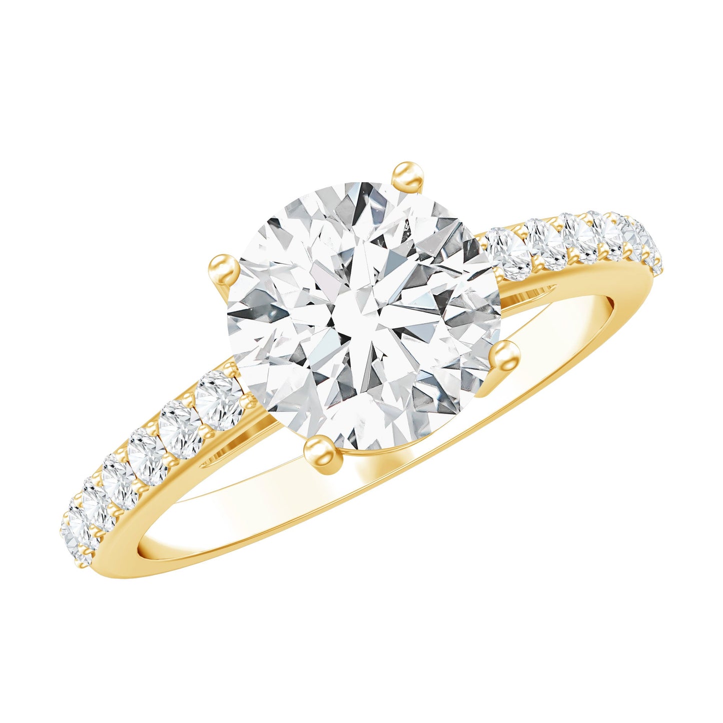 2 Carat Round Shape Moissanite Solitaire Engagement Ring with Certificate
