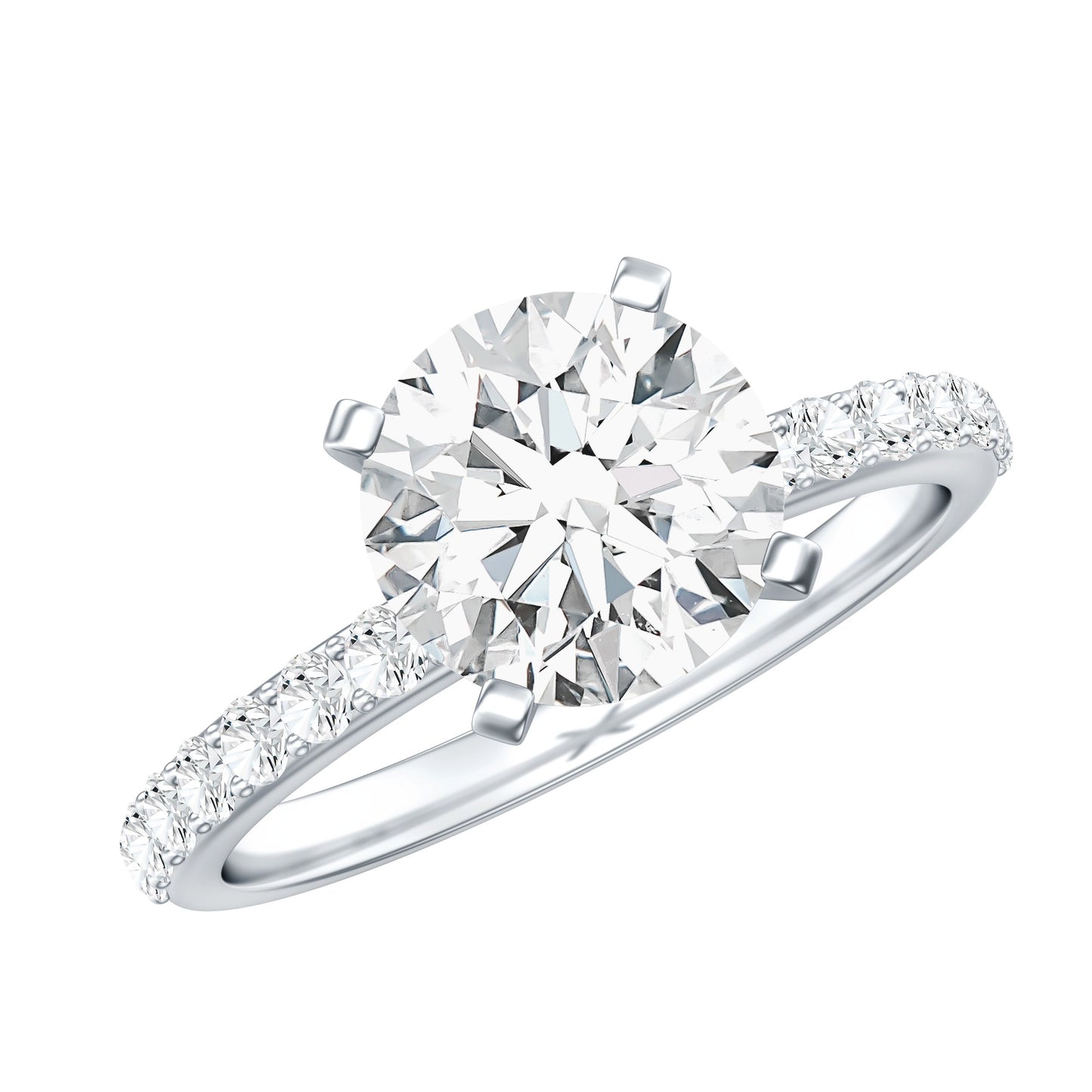 Certified Round Moissanite Solitaire Engagement Ring For Her