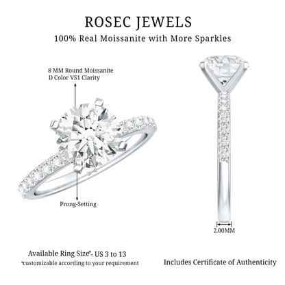Certified 2 Carat Moissanite Solitaire Engagement Ring in Silver