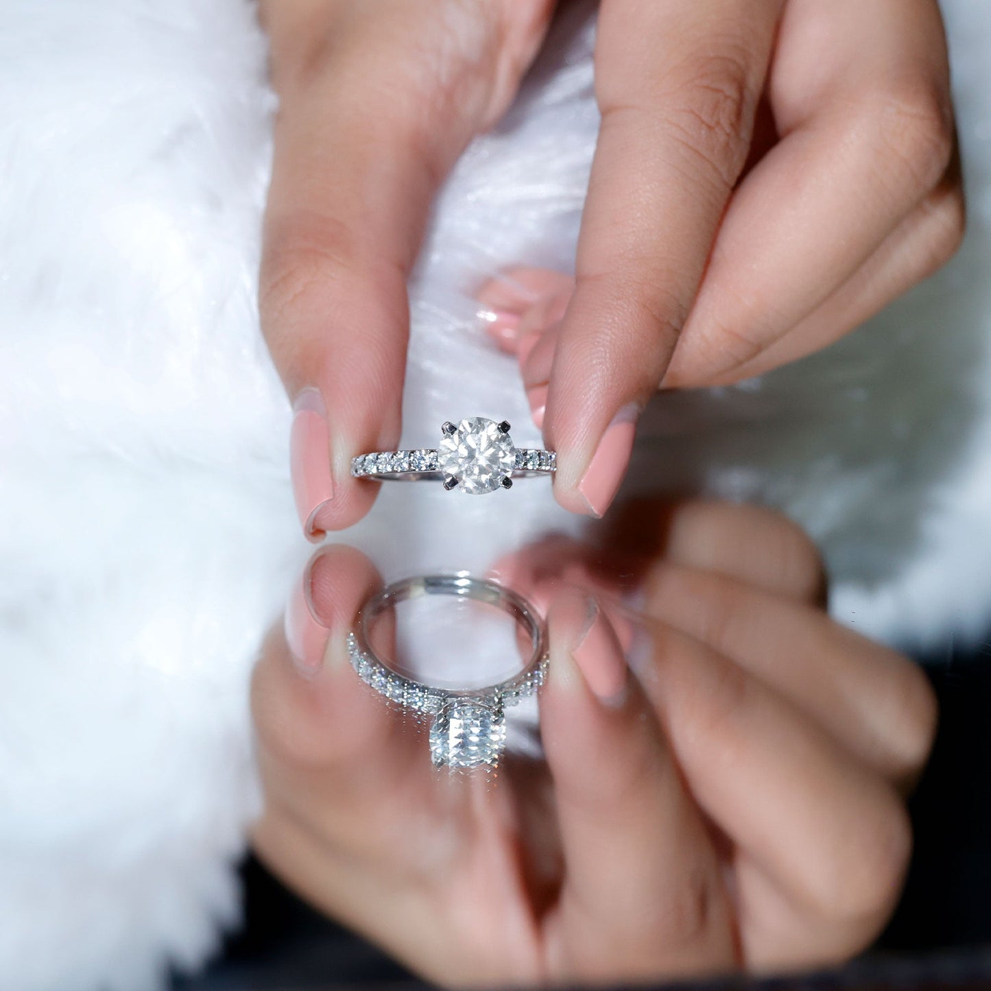 Certified 2 Carat Moissanite Solitaire Engagement Ring in Silver
