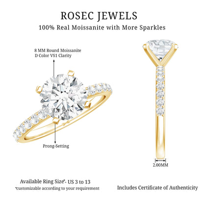 Certified Round Moissanite Solitaire Engagement Ring For Her