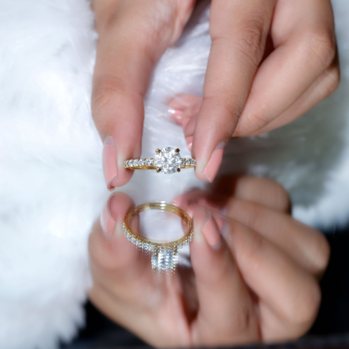 Certified Round Moissanite Solitaire Engagement Ring For Her