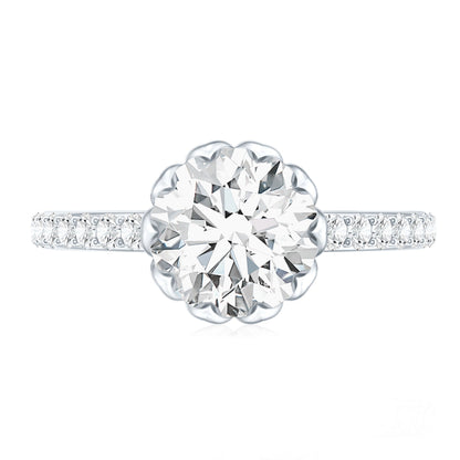 Lotus Basket Set Moissanite Engagement Ring with Certificate