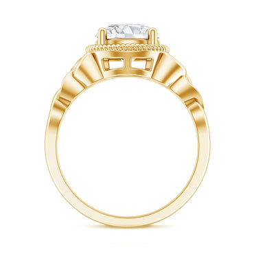 Brilliant Cut Moissanite Engagement Ring with Rope Frame
