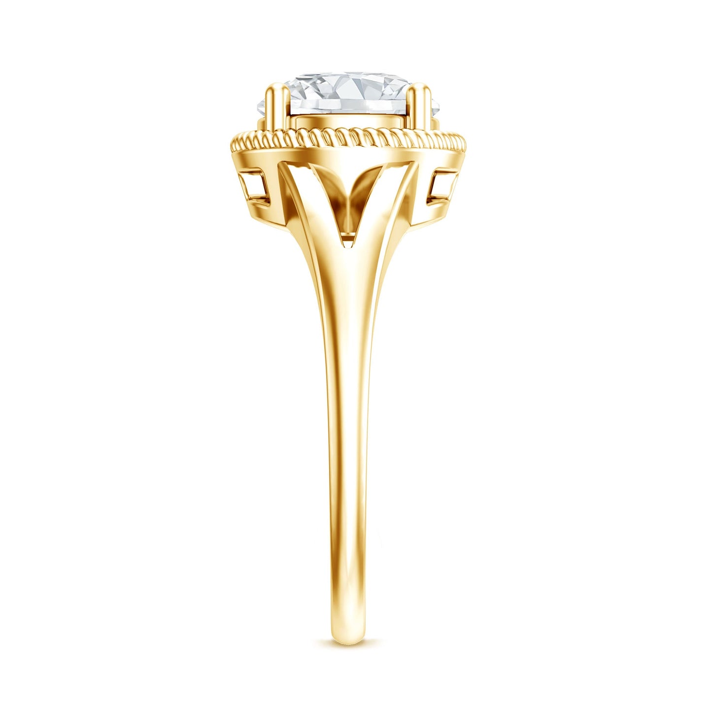 2 CT Round Moissanite Rope Band Engagement Ring