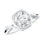 Certified Moissanite Bezel Set Engagement Ring with Crossover Shank