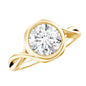 Certified Moissanite Bezel Set Engagement Ring with Crossover Shank