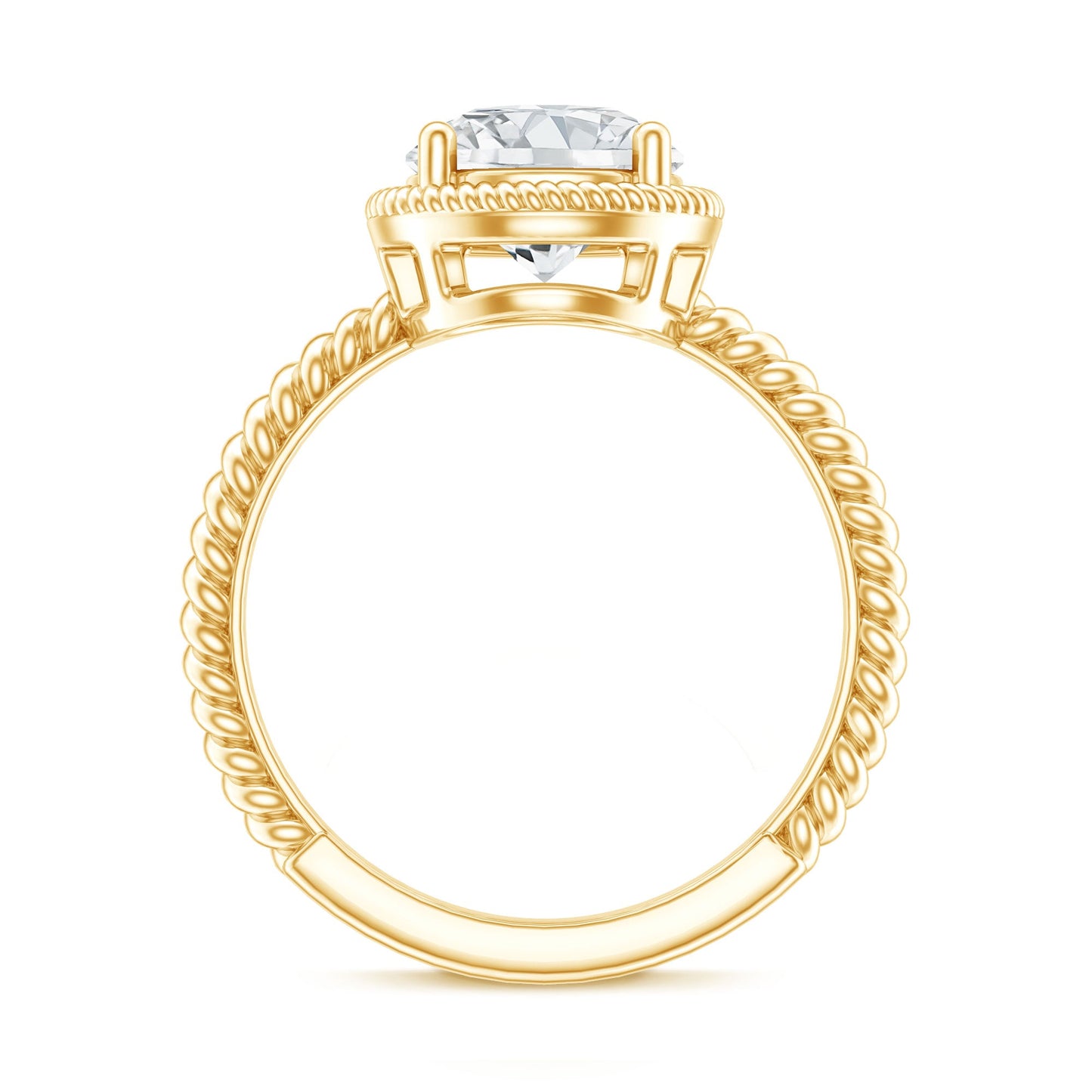 Brilliant Cut 2 Carat Moissanite Rope Band Engagement Ring