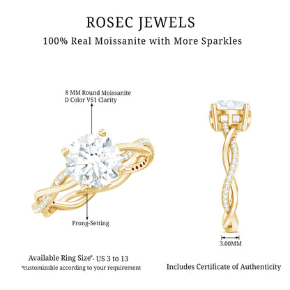 Round Cut Solitaire Moissanite Braided Engagement Ring