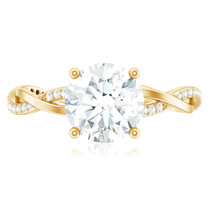 Round Cut Solitaire Moissanite Braided Engagement Ring