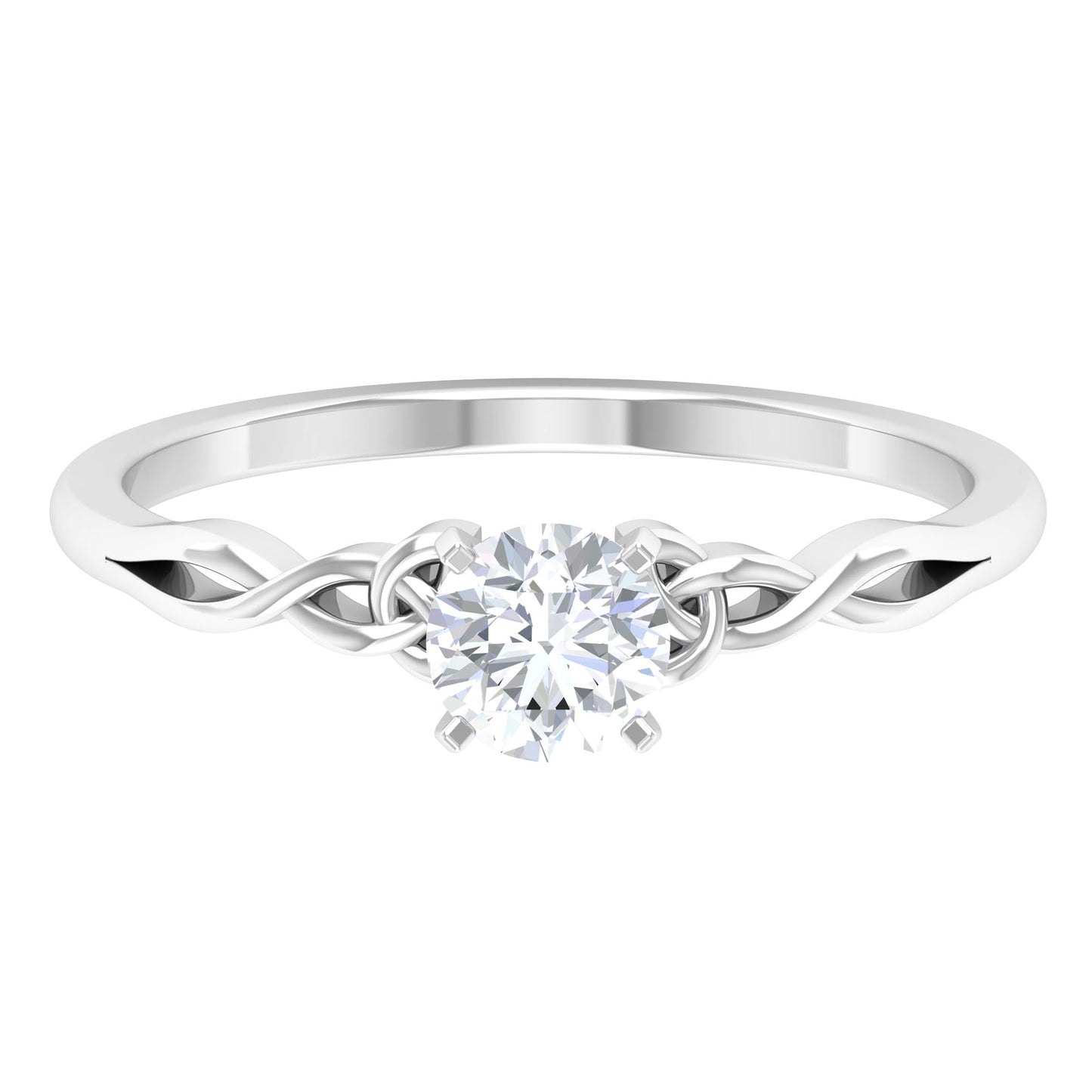 Round Moissanite Solitaire Celtic Promise Ring