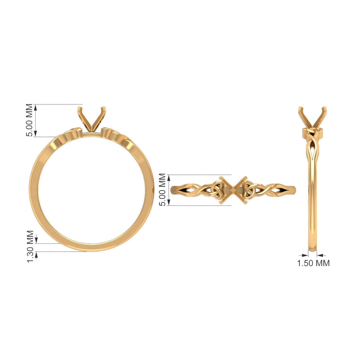 Round Moissanite Solitaire Celtic Promise Ring