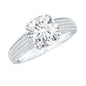 Round Moissanite Engagement Ring with Pave Set Side Stones