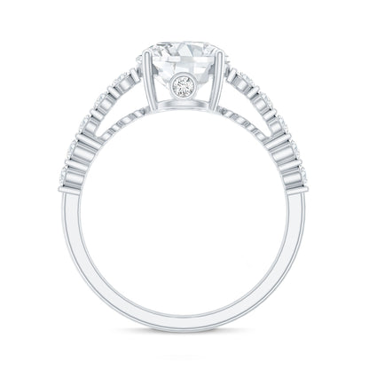 Solitaire Moissanite Engagement Ring with Side Stones