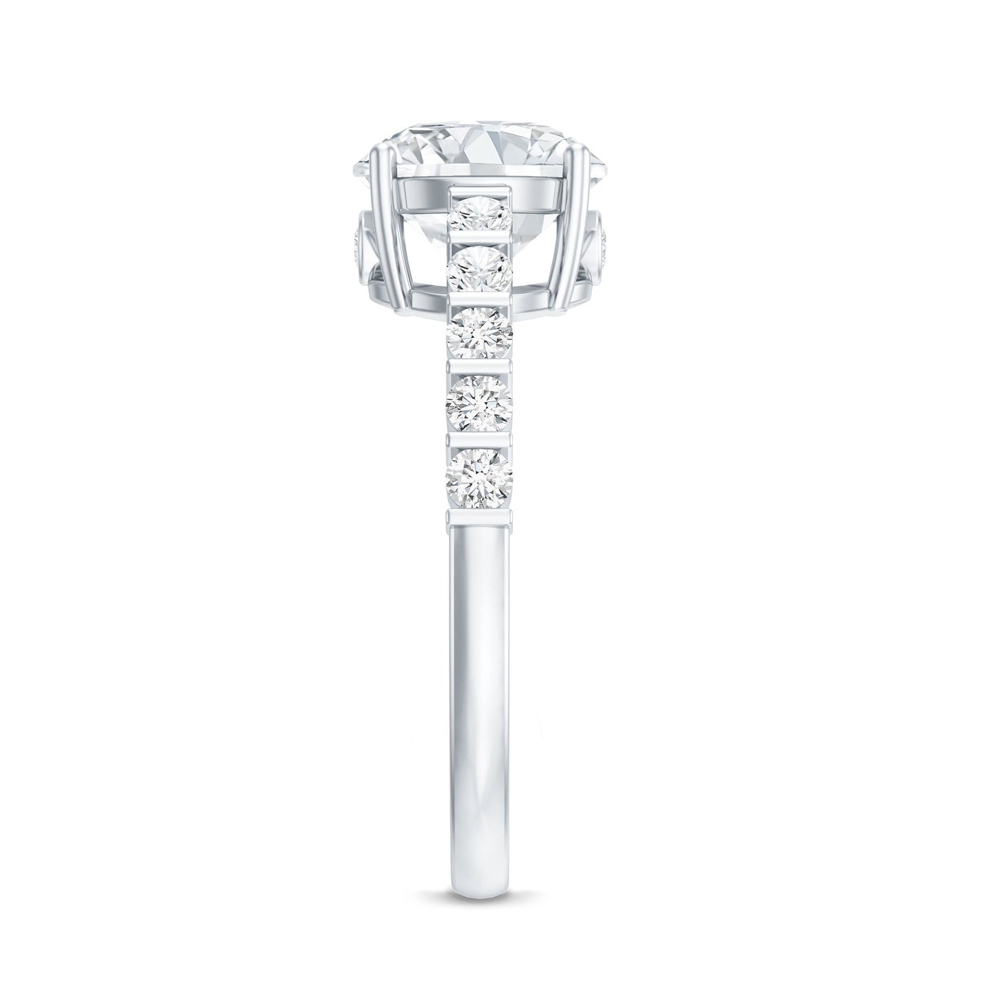 Solitaire Moissanite Engagement Ring with Side Stones