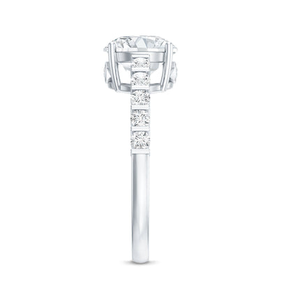 Solitaire Moissanite Engagement Ring with Side Stones