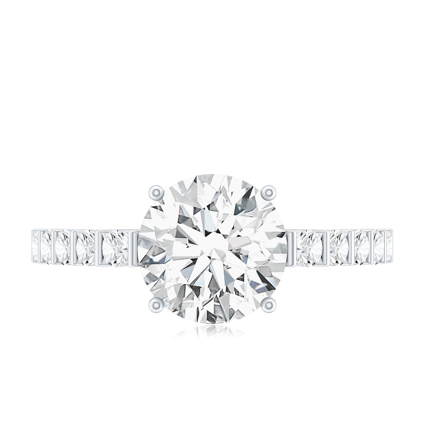 Solitaire Moissanite Engagement Ring with Side Stones
