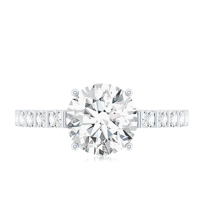Solitaire Moissanite Engagement Ring with Side Stones