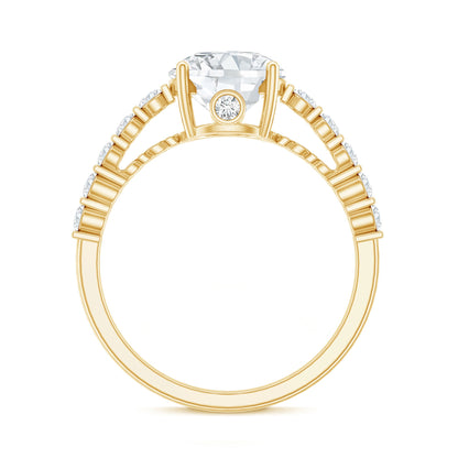 Solitaire Moissanite Engagement Ring with Side Stones