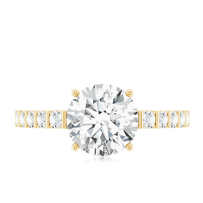 Solitaire Moissanite Engagement Ring with Side Stones