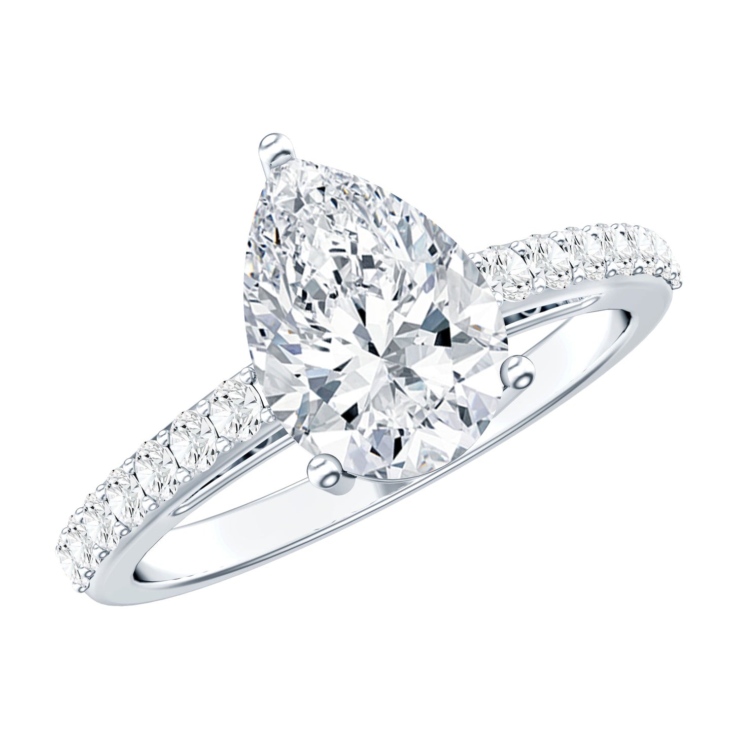 Certified Moissanite Teardrop Engagement Ring