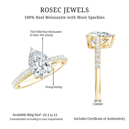 Certified Moissanite Teardrop Engagement Ring