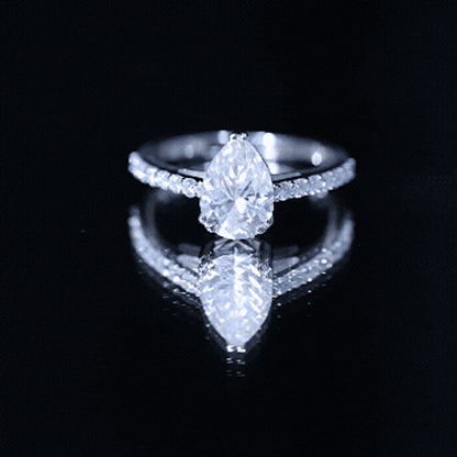 Certified 2 Carat Moissanite Pear Shaped Engagement Ring with Side Stones
