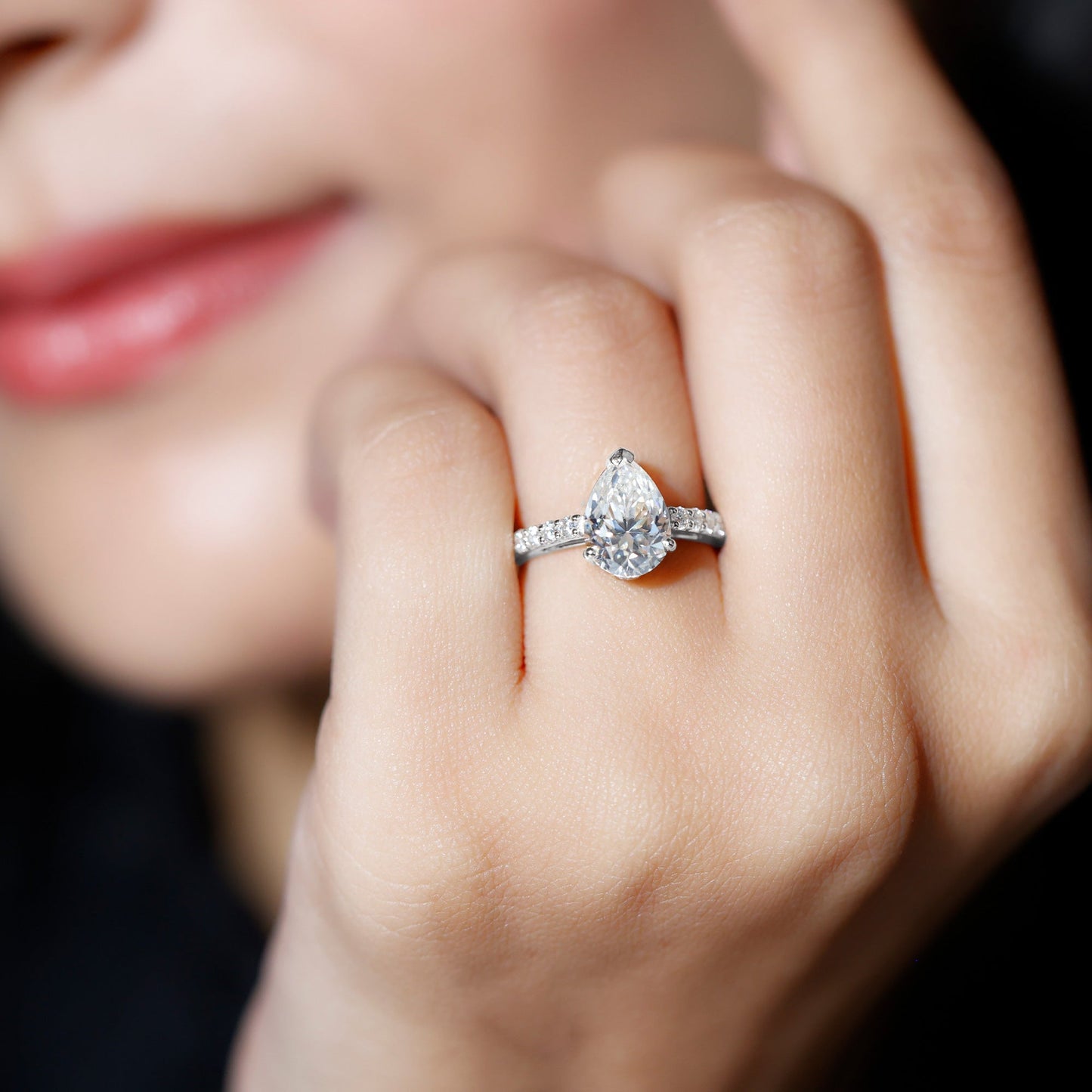Certified 2.24 CT Moissanite Teardrop Engagement Ring For Her