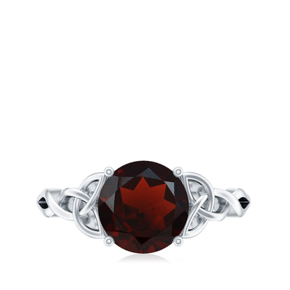 2.3 Carat Real Garnet Solitaire Engagement Ring with Celtic Knot