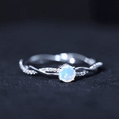 Certified Real Ethiopian Opal Diamond Pre Engagement Ring with Braided Shank