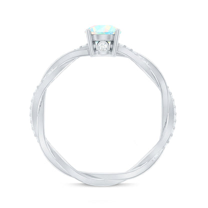 Certified Real Ethiopian Opal Diamond Pre Engagement Ring with Braided Shank