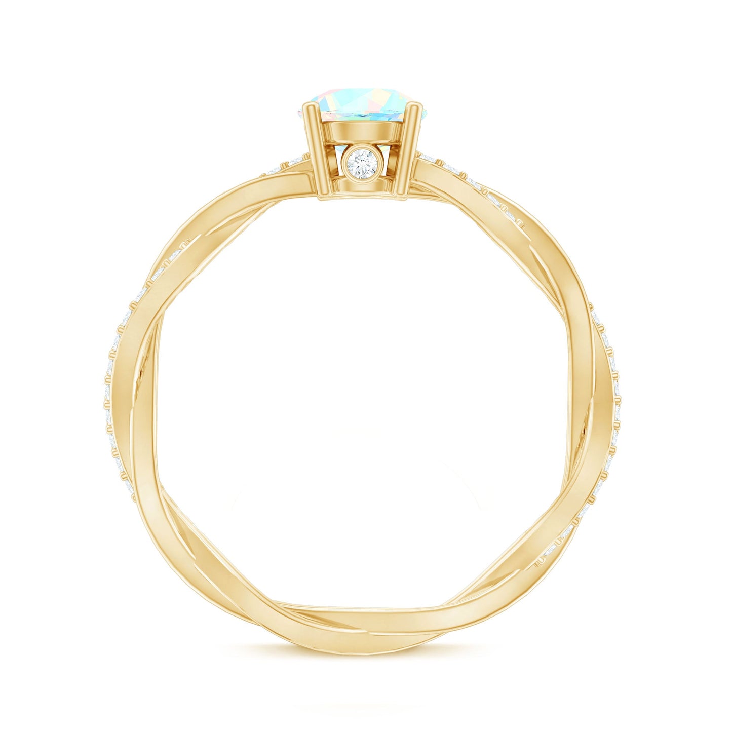 Certified Real Ethiopian Opal Diamond Pre Engagement Ring with Braided Shank